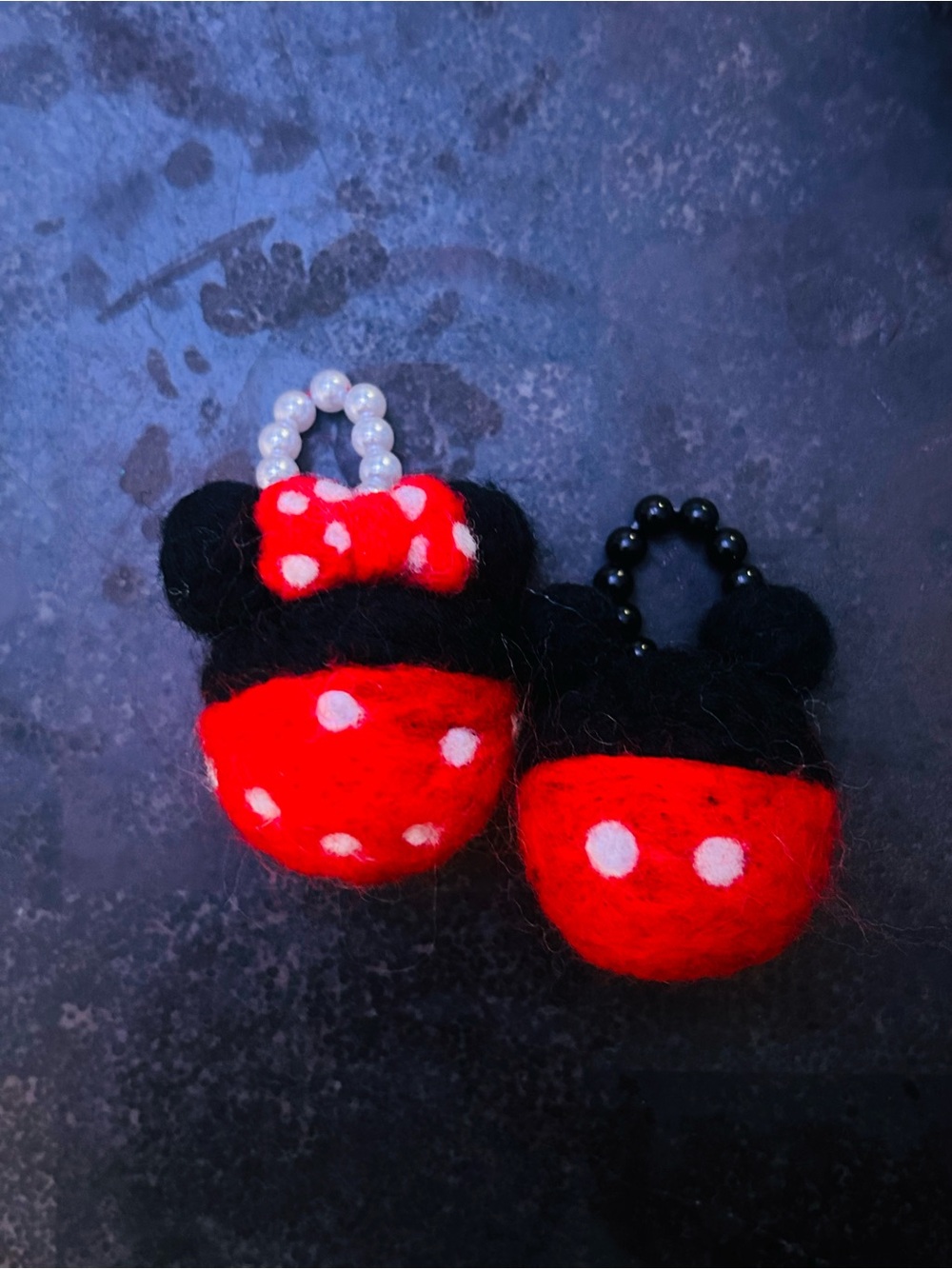 Red Polka-Dot Minnie and Mickey Style ornaments